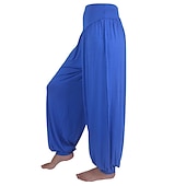voordelige wijde pijpen en hoge taille-dames harembroek ademend sneldrogend vochtafvoerend zumba buikdans yoga bloeiers bodems licht paars wit zwart modal spandex plus size sport activewear hoge elasticiteit losse pasvorm