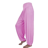 voordelige wijde pijpen en hoge taille-dames harembroek ademend sneldrogend vochtafvoerend zumba buikdans yoga bloeiers bodems licht paars wit zwart modal spandex plus size sport activewear hoge elasticiteit losse pasvorm