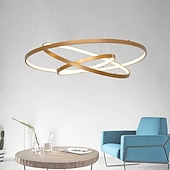 cheap Circle Design-3-Light LED Pendant Light 80/60/40cm Circle Matte Brushed Design Gold Aluminum Painted Finishes Modern Dining Living Room Lights ONLY DIMMABLE WITH REMOTE CONTROL