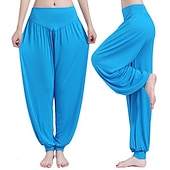 voordelige wijde pijpen en hoge taille-dames harembroek ademend sneldrogend vochtafvoerend zumba buikdans yoga bloeiers bodems licht paars wit zwart modal spandex plus size sport activewear hoge elasticiteit losse pasvorm