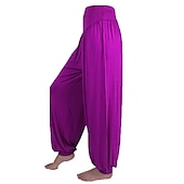 voordelige wijde pijpen en hoge taille-dames harembroek ademend sneldrogend vochtafvoerend zumba buikdans yoga bloeiers bodems licht paars wit zwart modal spandex plus size sport activewear hoge elasticiteit losse pasvorm
