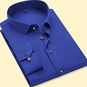 voordelige Overhemden voor heren-Voor heren Overhemd Strijkvrij overhemd Bruiloft Leger Groen blauw Lichtblauw Fuchsia Lange mouw Vierkante hals Lente &amp; Herfst Kleding