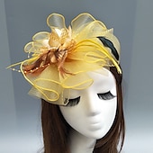 preiswerte Faszinator-Feder-/Netz-Fascinator, Kentucky-Derby-Hut, Kopfschmuck mit Feder, Blumenmuster, 1 Stück, Hochzeit, besonderer Anlass, Teeparty-Kopfschmuck