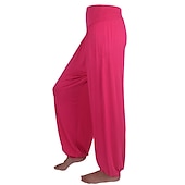 voordelige wijde pijpen en hoge taille-dames harembroek ademend sneldrogend vochtafvoerend zumba buikdans yoga bloeiers bodems licht paars wit zwart modal spandex plus size sport activewear hoge elasticiteit losse pasvorm