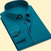 voordelige Overhemden voor heren-Voor heren Overhemd Strijkvrij overhemd Bruiloft Leger Groen blauw Lichtblauw Fuchsia Lange mouw Vierkante hals Lente &amp; Herfst Kleding