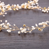 preiswerte Hochzeit Kopfschmuck-Künstliche Perle / Kupferkabel Stirnbänder / Kopfbedeckung / Kopf Kette mit Kunstperlen / Kristall Verzierung 1 Stück Hochzeit / Valentinstag Kopfschmuck
