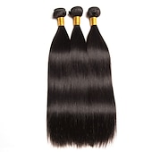 abordables 3 paquets extensions cheveux humains-Lot de 3 Tissage de cheveux Cheveux Brésiliens Droit Extensions de cheveux humains Cheveux Naturel Rémy 100% faisceaux d&#039;armure de cheveux remy Tissages de cheveux humains Extensions de cheveux
