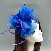 cheap Fascinators-Feather / Net Fascinators Kentucky Derby Hat/ Headdress with Feather / Floral / Flower 1PC Wedding / Special Occasion / Horse Race Headpiece