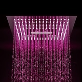 economico Soffione a soffitto luxury-Soffione doccia a pioggia nascosto 400 * 400mm luce a led, soffione a pioggia a soffitto da 16 pollici in acciaio inossidabile 304, doccia a pioggia 3 funzioni soffione a led pannello docce a cascata spa quadrato