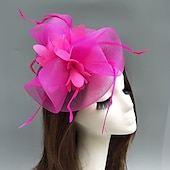 cheap Fascinators-Feather / Net Fascinators Kentucky Derby Hat/ Headdress with Feather / Floral / Flower 1PC Wedding / Special Occasion / Horse Race Headpiece