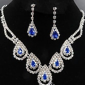 economico Parure di gioielli-Set di gioielli 1 set Zaffiri Pietra dura e cristallo Pietre sintetiche Orecchini Collane Per donna Festa Donne Lusso Romantico goccia Lacrime Parure di gioielli Per Feste Matrimonio Occasioni