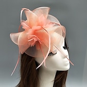 cheap Fascinators-Feather / Net Fascinators Kentucky Derby Hat/ Headdress with Feather / Floral / Flower 1PC Wedding / Special Occasion / Horse Race Headpiece