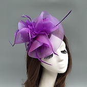 economico Fascinator-fascinators piuma/rete cappello derby kentucky/copricapo con piume/floreale/fiore 1 pezzo matrimonio/occasione speciale/copricapo tea party