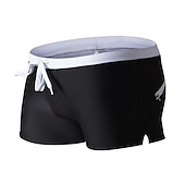voordelige heren boxer zwembroek-Voor heren Boardshorts Zwemshorts Lange zwembroeken Trekkoord met Mesh-voering Zak met rits Effen Kleur Sneldrogend Comfortabel Feestdagen Zwembad Hawaii Casual / sportief Slank Zwart Wit Lage Taille