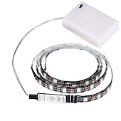 זול פנסי פס עמיד למים-רצועת led רצועת 2 מטר עמיד למים רצועות תאורה LED rgb טיקטוק רצועת תא סוללה aa תיבת סוללה מיני בקר 3 מפתחות מופעל על סוללה רב צבעים