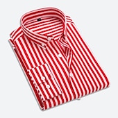 economico Camicie Button Down da uomo-Per uomo Camicie Camicia a righe Camicia abbottonata Camicia con colletto A strisce Matrimonio Ufficio Nero / Bianco Bianco Rosso Blu marino Manica lunga Abbigliamento Collage