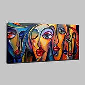 abordables Peintures portraits-Peinture à l&#039;huile Hang-peint Peint à la main Format Horizontal Personnage Pop Art Moderne Toile roulée (sans cadre)