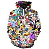 abordables Sweatshirts et Hoodies d&#039;Halloween-Homme Dessin animé 3D Sweat à capuche Sweats à capuche Sweatshirt Actif Exagéré manche longue À capuche Quotidien Sortir Noir Gris Imprimé Automne Hiver Designer