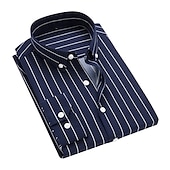 economico Camicie Button Down da uomo-Per uomo Camicie Camicia a righe Camicia abbottonata Camicia con colletto A strisce Matrimonio Ufficio Nero / Bianco Bianco Rosso Blu marino Manica lunga Abbigliamento Collage