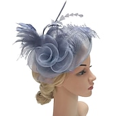 billige Coiffer-fjær / nettfascinatorer kentucky derby lue / blomster / hodeplagg med blomster 1 stk spesiell anledning / hesteveddeløp / damedag hodeplagg
