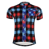 billige Herretrøyer-Herre Sykkeltrøyer Kortermet Sykkel Jersey Topper med 3 baklommer Fjellsykling Veisykling Pustende Anatomisk design Hurtigtørkende Refleksbånd Gul Rød Lilla Rutet Polyester sport Klær