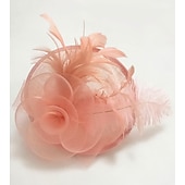 billige Coiffer-fjær / nettfascinatorer kentucky derby lue / blomster / hodeplagg med blomster 1 stk spesiell anledning / hesteveddeløp / damedag hodeplagg