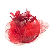 billige Coiffer-fjær / nettfascinatorer kentucky derby lue / blomster / hodeplagg med blomster 1 stk spesiell anledning / hesteveddeløp / damedag hodeplagg