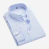 economico Camicie Button Down da uomo-Per uomo Camicie Camicia a righe Camicia abbottonata Camicia con colletto A strisce Matrimonio Ufficio Nero / Bianco Bianco Rosso Blu marino Manica lunga Abbigliamento Collage