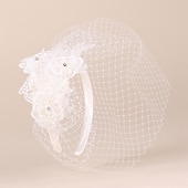 voordelige Fascinators-Hoofdbedekking Net Voile Hoed Bruiloft Casual Thee Feest Valentijnsdag Paard Race Retro Romantisch Klassiek Met Tulle Gezicht Voile Hoofdband Hoofdbedekking jurk om indruk te maken Race Dag Jurk