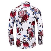voordelige Plantenpatroon-Voor heren Bloemig Overhemd Overhemd met knopen Lange mouw Vintage Ontwerper Basic Dagelijks Feestdagen Lente &amp; Herfst Kraag Afdrukken Zwart Rood blauw