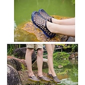 cheap Men&#039;s Sneakers-Men&#039;s Women&#039;s Black and Blue Barefoot Perforated Slip-On Water Shoes with Rubber Sole for Comfortable Beach and Water Activities