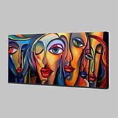 abordables Peintures portraits-Peinture à l&#039;huile Hang-peint Peint à la main Format Horizontal Personnage Pop Art Moderne Toile roulée (sans cadre)