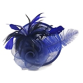 billige Coiffer-fjær / nettfascinatorer kentucky derby lue / blomster / hodeplagg med blomster 1 stk spesiell anledning / hesteveddeløp / damedag hodeplagg