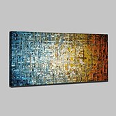 お買い得  抽象画-油絵100％手作りの手描きの壁アートキャンバスにカラフルな正方形のグリッド水平抽象モダンな家の装飾の装飾ロールキャンバスフレームなしストレッチなし