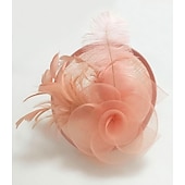 billige Coiffer-fjær / nettfascinatorer kentucky derby lue / blomster / hodeplagg med blomster 1 stk spesiell anledning / hesteveddeløp / damedag hodeplagg