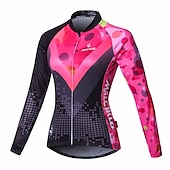 お買い得  婦人服のセット-Malciklo 女性用 長袖 ビブタイツ付きサイクリングジャージー - ホワイト / ブラック プラスサイズ バイク サイクリングタイツ / 洋服セット, 高通気性, 3Dパッド, 速乾性 クールマックス®, ライクラ パッチワーク / 高弾性 / 上級