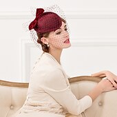 お買い得  ファシネーター-チュール / ウール100％ ケンタッキーダービーハット / 帽子 ととも​​に リボン 1個 結婚式 / パーティー／フォーマル かぶと