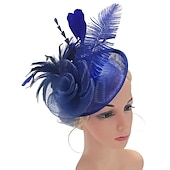 billige Coiffer-fjær / nettfascinatorer kentucky derby lue / blomster / hodeplagg med blomster 1 stk spesiell anledning / hesteveddeløp / damedag hodeplagg