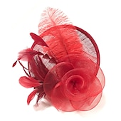 billige Coiffer-fjær / nettfascinatorer kentucky derby lue / blomster / hodeplagg med blomster 1 stk spesiell anledning / hesteveddeløp / damedag hodeplagg