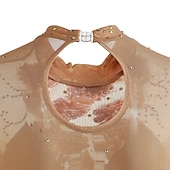 ieftine Rochii de patinaj artistic-Rochie de Patinaj Artistic Pentru femei Fete Πατινάζ στο πάγο Rochii Ținute Yan roz Ametist Violet Flori Spandex Înaltă Elasticitate Competiție Ținută Patinaj Cald Confecționat Manual Cu bijuterii