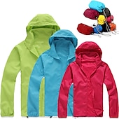 baratos Casacos impermeáveis-Capa de chuva de caminhada à prova d&#039;água masculina feminina upf 50+ uv proteção solar com capuz com capuz manga longa jaqueta de pesca de corrida blusão de verão ao ar livre protetor solar à prova