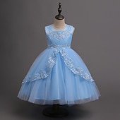 preiswerte Blumenmädchenkleider-kinderkleidung Mädchen Blumenmädchen Kleid Kleid Ärmellos Hochzeit Party Kuschelig Süß Baumwolle Polyester Asymmetrisch Tüll-Kleid Kleid mit vielen Schichten Blumenmädchenkleid Sommer Weiß Rosa Rote
