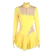 cheap Figure Skating Dresses-Figure Skating Dress Women's Girls' Ice Skating Dress Outfits Violet White Black Spandex High Elasticity Competition Skating Wear Warm Handmade Jeweled Rhinestone Long Sleeve Ice Skating Figure