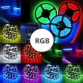 お買い得  リモコンコントロール-5m 16.4ftledストリップライトrgbtvバックライト寝室キッチン装飾300x 5050smd ir44keyリモコン自己接着色変更