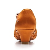 ieftine Pantofi Dans Copii-pantofi de dans latino din satin pentru fete cu toc jos și design cu curele încrucișate - perfecti pentru dansul de sală și salsa