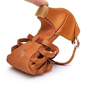 ieftine Pantofi Dans Copii-pantofi de dans latino din satin pentru fete cu toc jos și design cu curele încrucișate - perfecti pentru dansul de sală și salsa