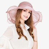 levne Party klobouky-Klobouky Organza Kbelík Se širší krempou Svatební Elegantní Romantické Dáma S Mašle Přílba Pokrývky Hlavy