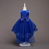 preiswerte Blumenmädchenkleider-kinderkleidung Mädchen Blumenmädchen Kleid Kleid Ärmellos Hochzeit Party Kuschelig Süß Baumwolle Polyester Asymmetrisch Tüll-Kleid Kleid mit vielen Schichten Blumenmädchenkleid Sommer Weiß Rosa Rote