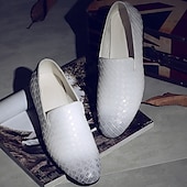 billige Slip-ons og loafers til herrer-blå vevde loafers i imitert skinn for menn - stilige slip-on sko for formelle og uformelle anledninger