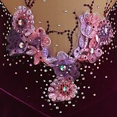 ieftine Rochii de patinaj artistic-Rochie de Patinaj Artistic Pentru femei Fete Πατινάζ στο πάγο Rochii Ținute Yan roz Ametist Violet Flori Spandex Înaltă Elasticitate Competiție Ținută Patinaj Cald Confecționat Manual Cu bijuterii